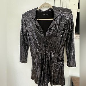 Zara Black Sequin Jumpsuit